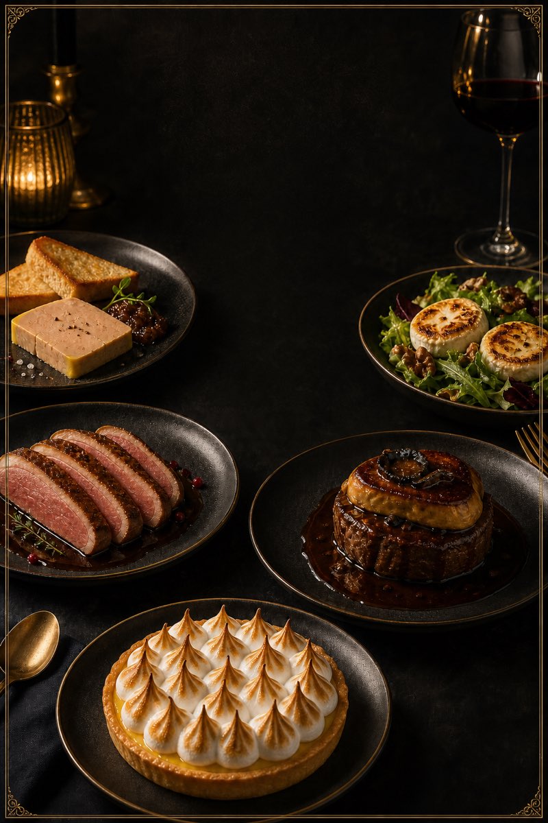 Composition de plats gastronomiques dressés à l’assiette